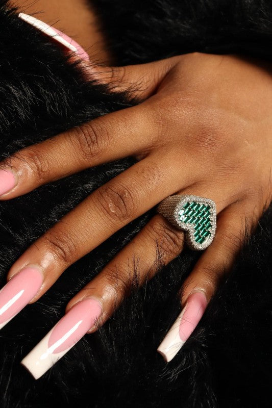 Colored Heart Stone Ring
