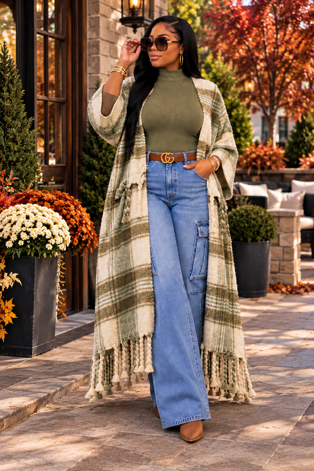 Green Tassle Days Cardigan
