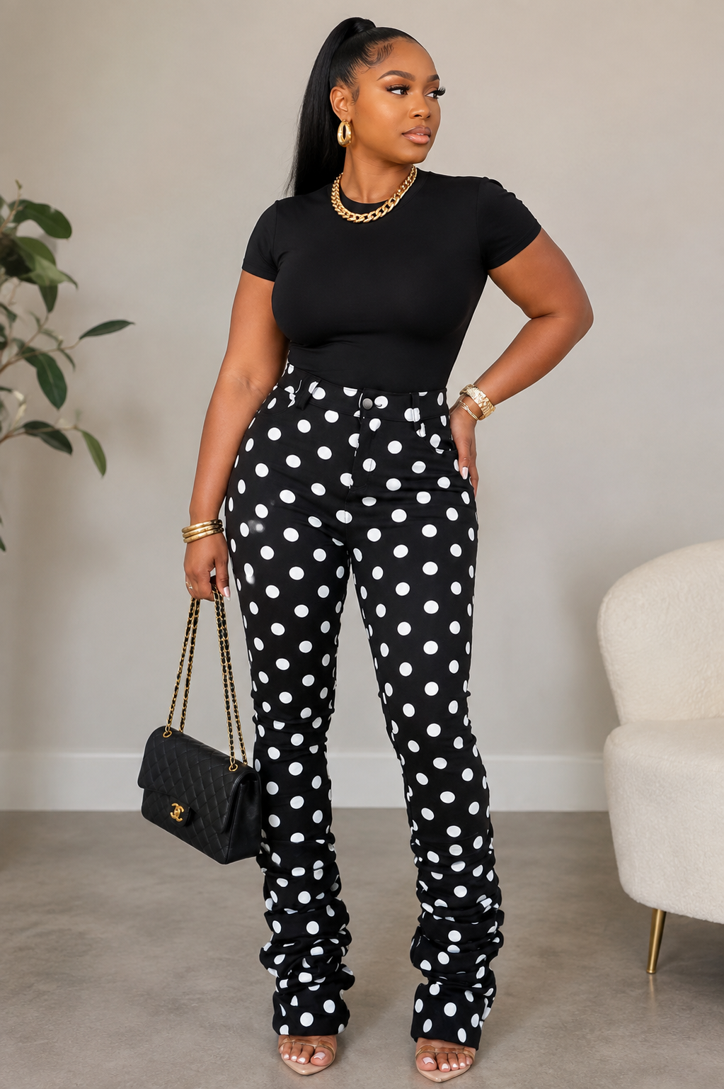Stacked Dot Pants